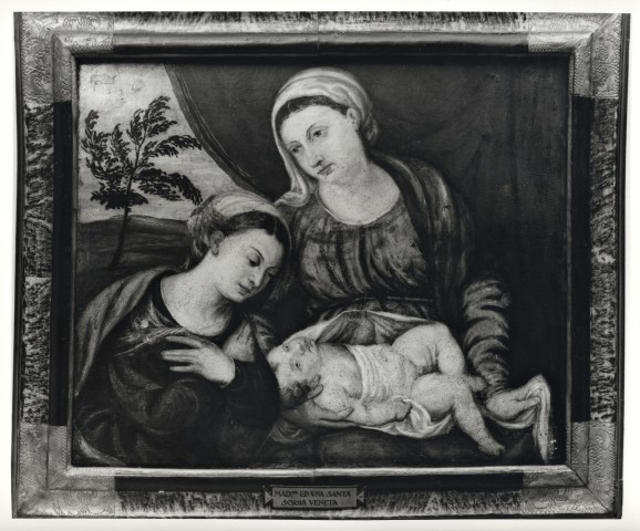 Anonimo — Anonimo veneziano - sec. XVI - Madonna con Bambino e santa — insieme